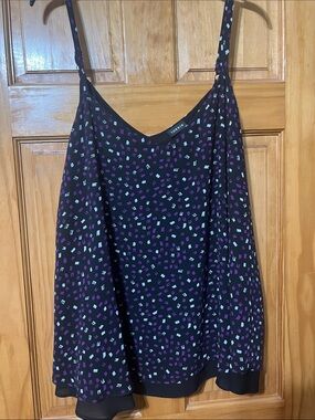 Torrid Black Cami with Purple and White Confetti Print